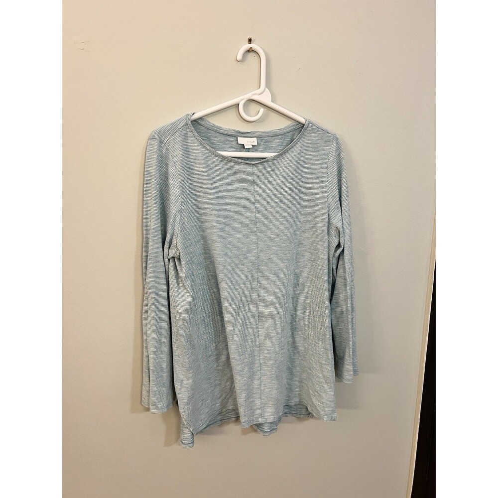 Pure Jill Light Blue Knit Long Sleeve Crew Neck Pullover Blouse Size L